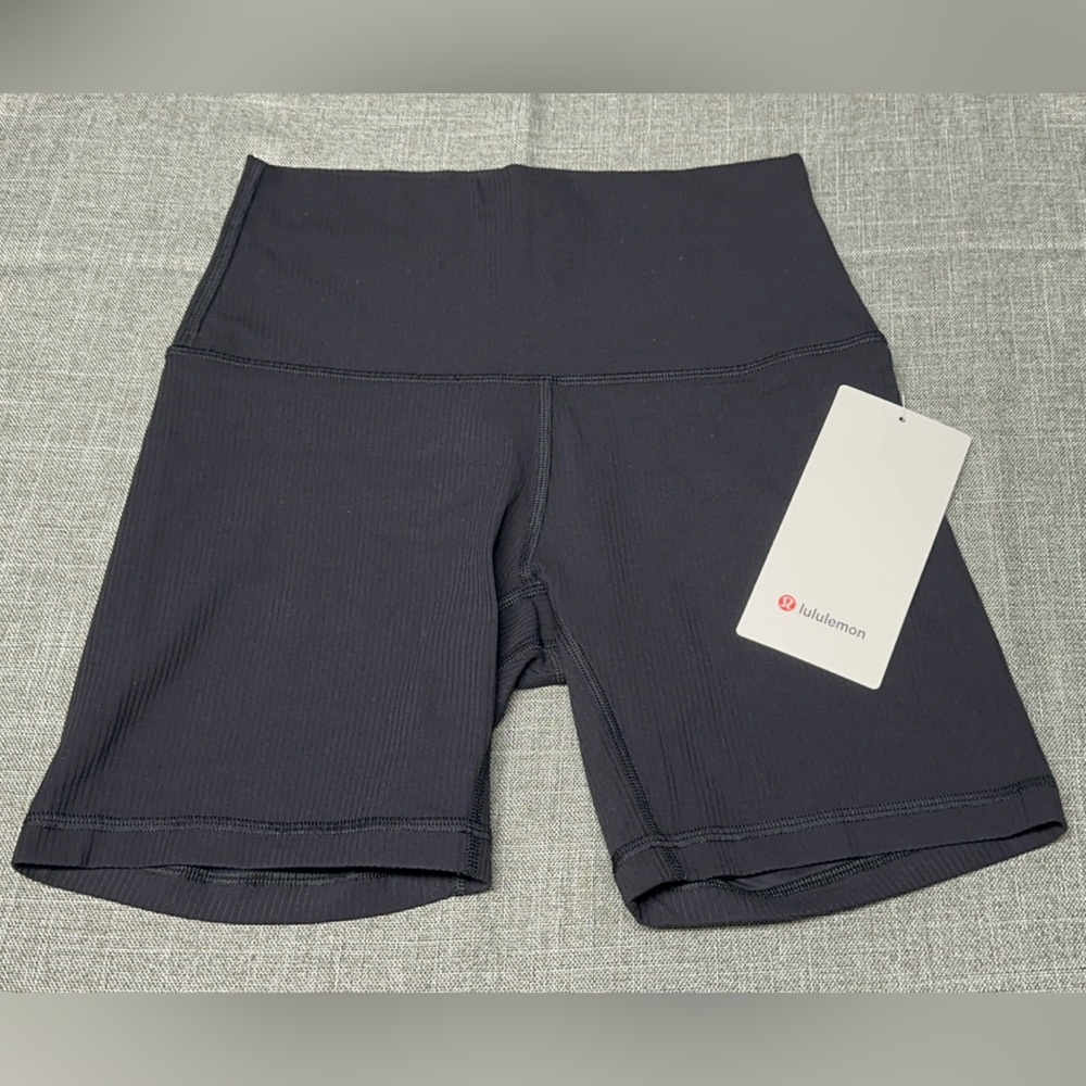 Lululemon Athletica 4” Black Ribbed Biker Shorts. NWT